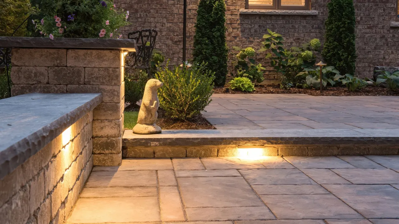 Fun backyard space with landscape lighting