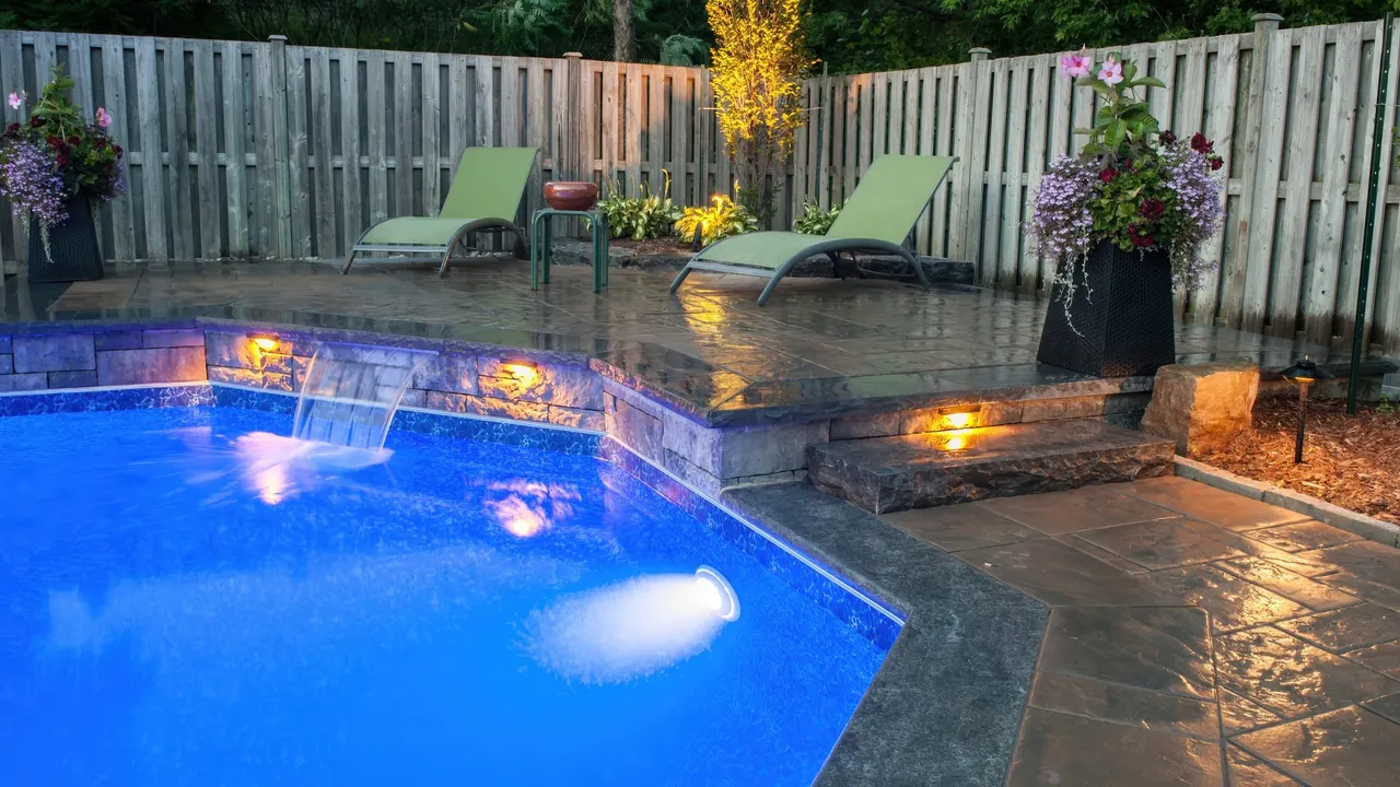 Pool area landscape lighting design
