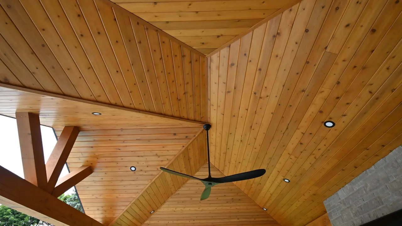 Luxury pergola with integrated shade curtains