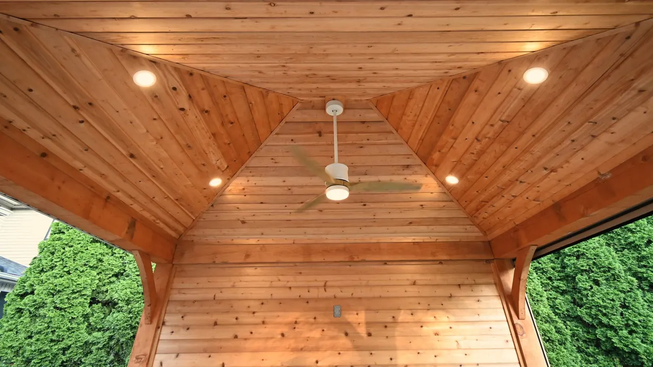 Luxury pavilion with custom shade panels
