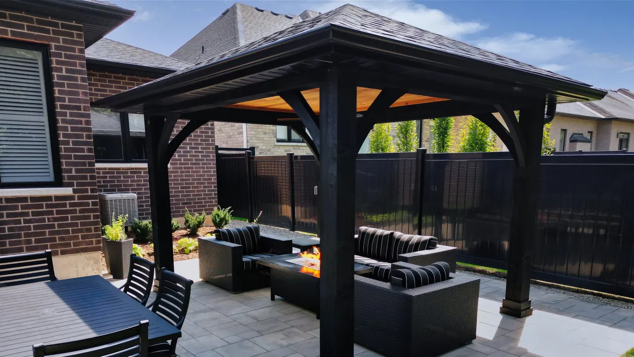 Contemporary shade structure with modern design elements