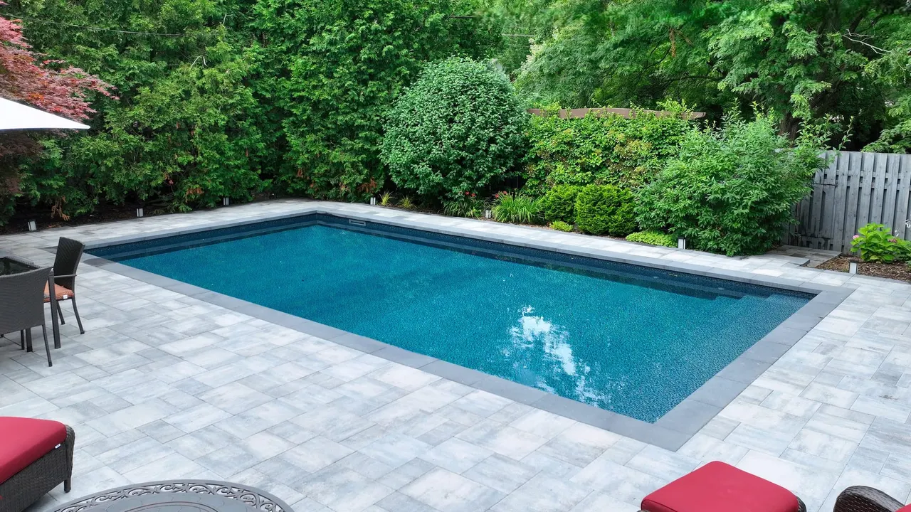 Custom swimming pool with LED lighting