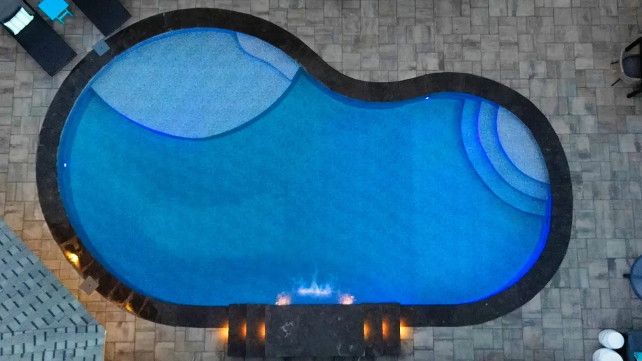 Luxury swimming pool with pergola