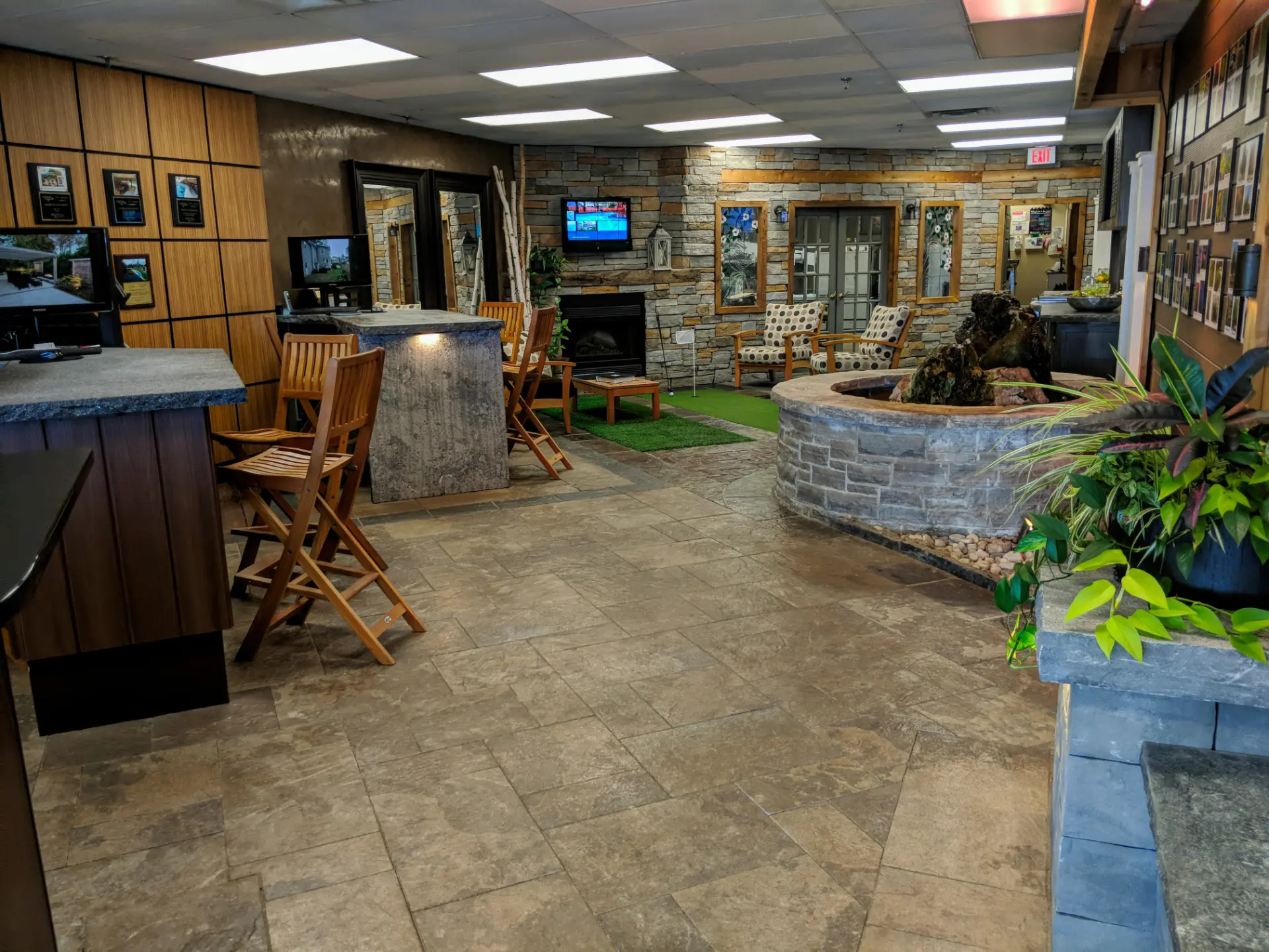 The interior of our landscaping showroom and office in Burlington, Ontario
